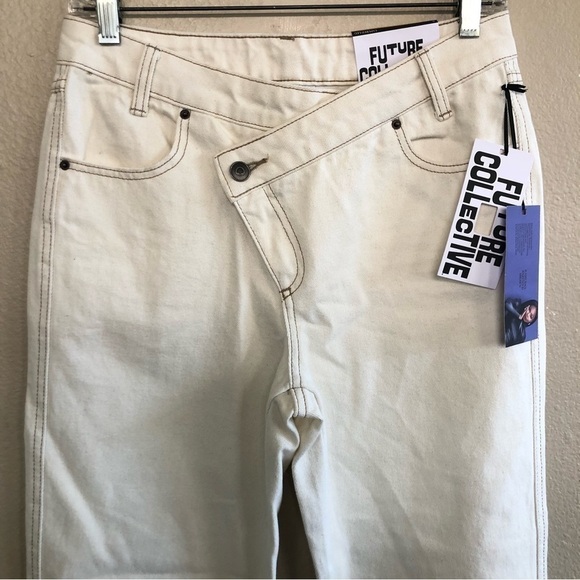 Kahlana Barfield Brown Future Collective High-Rise Overlap Waist Jeans Size 0 - Picture 6 of 14